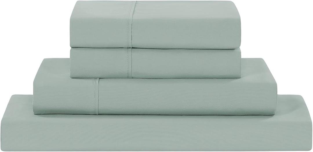 Modern Threads Soft Microfiber Solid Sheets - Luxurious Microfiber Bed Sheets - Includes Flat Sheet, Fitted Sheet with Deep Pockets, & Pillowcases Smoke Queen (13 Soft Teal)