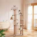 Choc chick Wood Cat Tree for Indoor Cats Large Adult, 68 Inches Tall Multi Level Cat Tower with Scratching Post Sisal-Covered, Modern Cat Tree Plush Cattery Chirping Bird Cat Toy