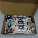 PoyPet Plaid Dog Harness, No Pull Front Clip Pet Vest Harness, Soft Padded Reflective Adjustable Walking Harness with Handle for Medium Dogs(Checkered Beige,M)