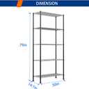 REGILLER 5-Wire Shelving Metal Storage Rack Adjustable Shelves,Standing Storage Shelf Units for Laundry Bathroom Kitchen Pantry Closet(Black,14.1" D x 30" W x 79" H), 5tier 14.1"D x 30"W x 79"H