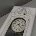 Clockswise Vintage Grandfather-Style Wall Clock with Wood-Effect Plastic Pendulum Battery-Operated for Home Decor Living Room Home Office Kitchen or Dining Room (White, 16 Inch)