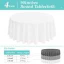 4 Pack 90 Inch White Round Polyester Tablecloths - Wrinkle & Stain Resistant, Ideal for Weddings, Banquets, Parties