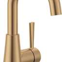 Moen Ronan Bronzed Gold One-Handle Single Hole Modern Bathroom Sink Faucet with Optional Deckplate and Spring Loaded Drain Assembly, 84021BZG