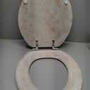 Round Toilet Seat Natural Wood Toilet Seat with Zinc Alloy Hinges, Easy to Install also Easy to Clean, Anti-pinch Marble Toilet Seat by Angol Shiold (Round, Beige Pink) (Round-16.5)