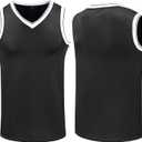 YWIES Plain Basketball Jersey, Blank Team Uniform, Hip Hop Hipster Short Sleeveless Active Shirts (2XL, Black-white)