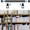 2 Pcs Limiting Stopper Rolling Library Ladder Hardware Kit, Rail Stoppers Sliding Library Ladder Black Track Kit, Track Stopper Rolling Ladder Hardware Limiters