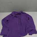 Diosun Womens Casual Button Down Shirts V Neck Long Sleeve Cotton Loose Fit Plain Work Blouse Tops with Pocket (Purple, M)