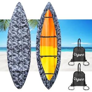 10-16FT Waterproof Kayak Covers for Outdoor Storage, Canoe Cover Accessories, Boat Cover Oxford Shade Marine Cockpit Dust Cover UV Protection Ultra Sunblock Shield for Fishing Boat Kayak Canoe