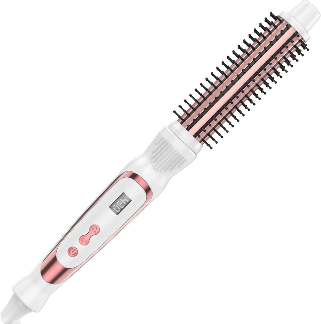 Thermal Brush 1 Inch Curling Iron Volumizing Heated Round Brush Ceramic Tourmaline Heated Hot, Multifunctional Styler Curling Wand (White, 1 inch)