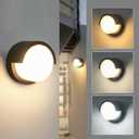 Aiwewin 2 Pack Outdoor Wall Sconces, 6 Inch Modern Round LED Exterior Light Fixtures, 1200LM 3CCT Selectable (3000K/4000K/6000K), IP65 Waterproof Black Aluminum Porch Lights for Garage, House, Garden