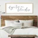 YWJKWLGS If You Love Me Let Me Sleep Wall Art, 32x12 Inch Natural Wood Framed Funny Bedroom Sign, Minimalist Quote Poster for Master Bedroom Above Bed Decor