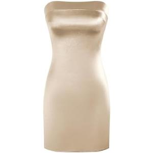 ZAFUL Women Tube Satin Mini Dress Bodycon Backless Silk Wedding Guest Cocktail Dresses (Champagne, XS)
