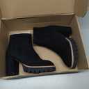 CUSHIONAIRE Women's Ringo platform heel boot +Memory Foam, Wide Widths Available (Black), Size 8.5