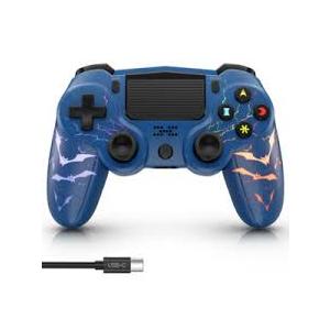 ISHAKO Controller for PS4, Wireless Game Controller for PlayStation 4/Pro/Slim/PC Windows, with 1000mAh Battery, 4-modes RGB LightingDouble Vibration, 6-Axis Motion Control Blue