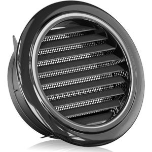 HG Power 8 Inch Soffit Vent, Black Round Vent Cover with Built-in Screen Mesh, ABS Louver Round Air Vent for Exhaust Fan, Inline Duct Fan, Bathroom, Kitchen, Garage Use, 200 mm