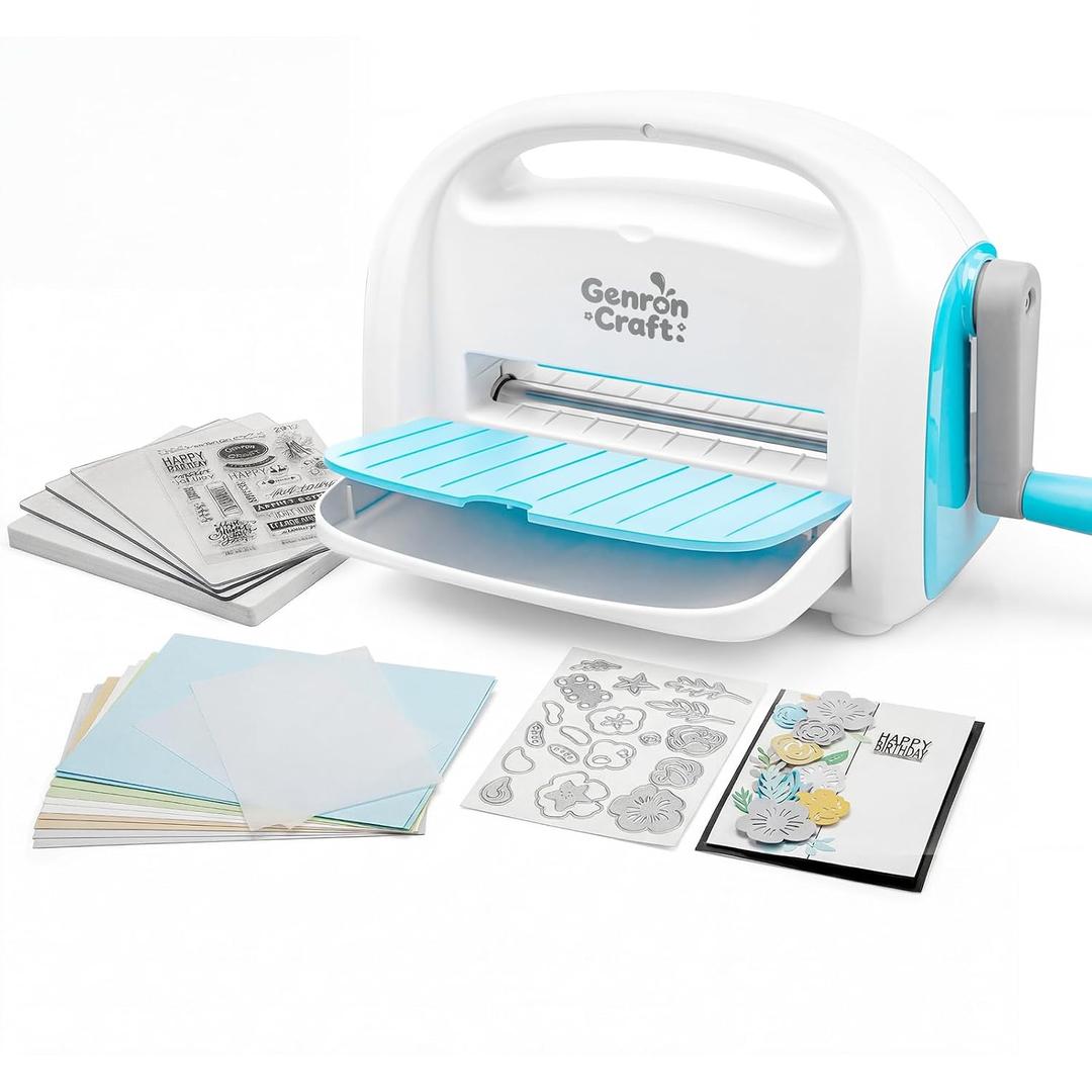 Manual Die Cutting Machine for Paper Carft, Embossing Machine kit for Beginner,6inch openning (Blue)