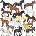 18 Pcs Plastic Miniature Realistic Pony Horse Toy Figurine Farm Animal Toy Gift for Boy Girl, Premium Horse Party Favor Decoration Cake Topper Birthday Pinata