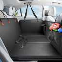 Hard Bottom Dog Car Seat Hammock, Back Seat Cover for Dogs, Backseat Extender with Upgraded Heavy-Duty PU Leather, Waterproof & Anti-Slip & Wipe-Down Cleaning for Cars & SUVs