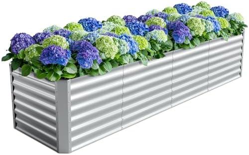 8X2X2ft (1 Pack) Galvanized Raised Garden Bed,Outdoor Planter Box Metal Patio Kit Planting Bed for Vegetables Flowers Herb