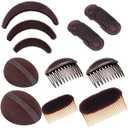 Hair Base Sponge Invisible Hair Clip Comb Bump It Up Volume Insert for False Hair Extensions Accessories, Brown (AJ Brown)