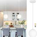 KoKo&Yukina 6 Inch Globe Pendant Light White Globe Pendant Lights Kitchen Island Mid Century Light Fixture with Milky White Glass Shade for Dining Room Living Room