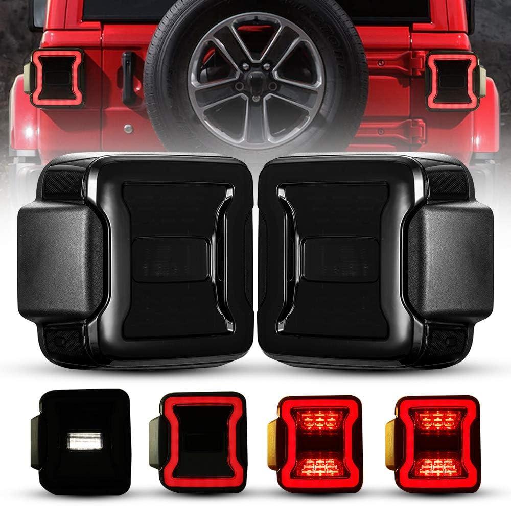 BUNKER INDUST LED Tail Lights Replacement for 2018-2025 Jeep Wrangler JL/4xe Accessories, Rear Tail Lamp Kit Brake Stop Light Turn Signal Light Reverse Back Up Assembly, Smoked BUNKER INDUST LED Tail Lights Replacement for 2018-2025 Jeep Wrangler JL/4xe Accessories, Rear Tail Lamp Kit Brake Stop Light Turn Signal Light Reverse Back Up Assembly, Smoked