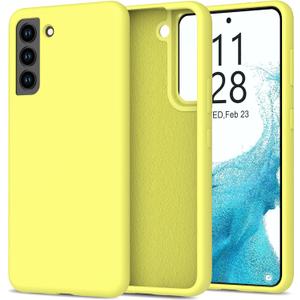 bemal for Samsung Galaxy S21 Case - Smooth Silky Liquid Silicone - Slim Fit Soft Microfiber Lining - Designed for Women and Girls - Shockproof Protective Phone Cover 6.2"- Bright Yellow