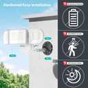 180W LED Security Light, 18000LM Flood Light Outdoor, Wired, Switch Controlled, IP65 Waterproof Exterior Floodlight, 6500K Daylight White, 3 Adjustable Heads for Garage, Yard, Entryway (White)