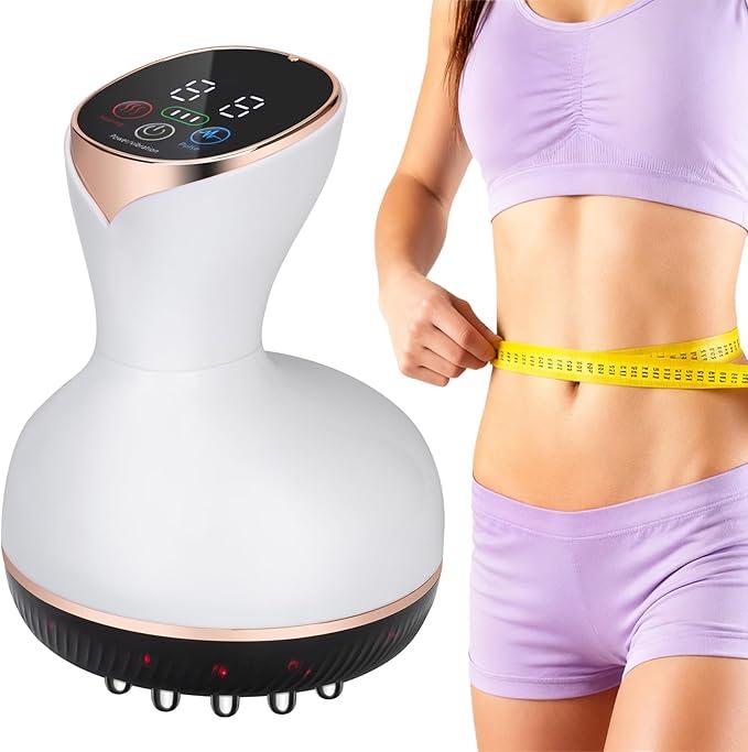 Lymphatic Drainage Massager, Cellulite Massage Tool Helps Reduce Stretch Marks & Cellulite Remover, for Belly, Legs, Arms, 30 Levels Microcurrent, Red Light, Heat and Vibration Body Engraving Machine