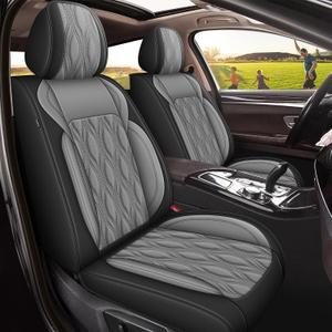 DISUTOGO Front Seat Covers Fit for Hyundai Kona 2018-2026 Waterproof Faux Leather Car Seat Cover Compatible with Airbag(2PCS Front, Black&Gray)