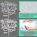 Snowflake Happy Birthday Cake Topper, Winter Birthday in November/January, Christmas Bday Party Decorations Supplies for Men Women