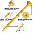 #14 x 8 Inch Wood Structural Lag Screws | 300Pcs Star Drive Decking Wood Screws, Rust Resistant Timber Screws for Timber/Log/Landscaping (Yellow)