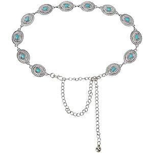 American Trends Womens Western Belts Metal Chain Belt Country Cowgirl Belt Waist Chain Y2K Boho Concho Belt