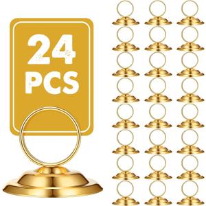 24 Pcs Table Number Holders-Metal Place Card Holders Table Number Stands Tabletop Sign Stands for Photos, Menu, Memo, Notes, Wedding, Restaurant, Banquet, Birthday(Gold)