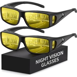 Fanshen Night Driving Glasses for Men Women, Fit Over Night Vision Glasses Anti Glare Polarized Lens with UV Protection