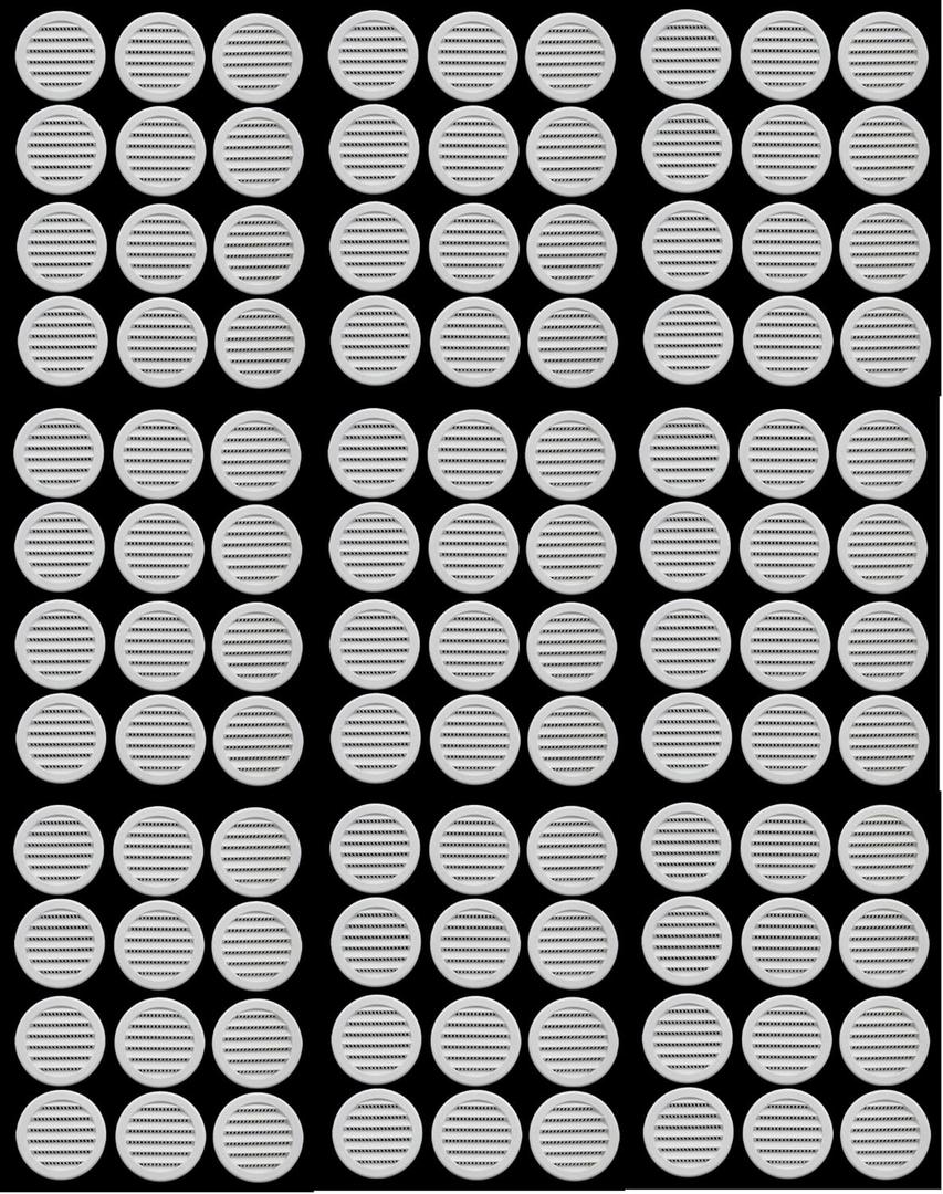 3" Round Plastic Louver Soffit Air Vent Reptile Screen Grille Cover (50, White)