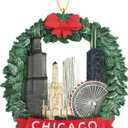 Chicago Wreath Christmas Ornament - Resin