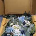 Deluxe Blue Artificial Wedding Arch Flowers with Drapes Kit-Pack of 5, 2pcs Flower Arrangements 3pcs Hanging Sheer Drapes Blue Ceremony Arbor Reception Backdrop Rose Floral Decorations.