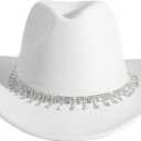 Rhinestone Cowgirl Cowboy Hat Shiny Wide Brim Hat for Party (White)