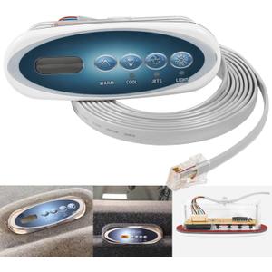53238 Mini Oval 4-Button Topside Control Panel for Balboa VL200 Heat Jacket SystemHot Tub Spa Temperature Controller with LCD, RJ45 8-Pin, Includes 55472 (Topside) & 11393 (Overlay)- 7ft(84") Cord