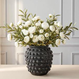 DN DECONATION Rustic Farmhouse Vase, Textured Boho Vase for Home Decor