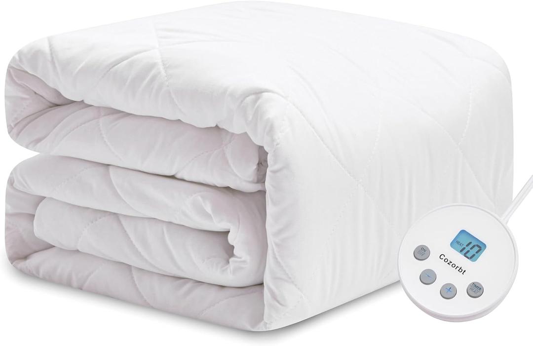 Heated Diamond Quilted Mattress Pad,Full Size,Soft Bed Warmer,10 Heat Settings,1-12 Hours Auto-Off,Fast Heating,ETL Certified,Machine Washable,Fit Up to 18" Deep Pocket,54"x75"