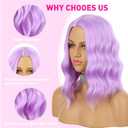 eNilecor Purple Wig, Short Colored Wigs Bob Wig for Women, Natural Wavy Colorful 14 Inch Middle Part Synthetic Lilac Neon Wig for Cosplay Party Costume, lavender, Purple