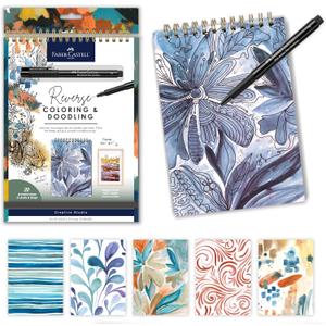 Faber-Castell Reverse Coloring Book & Doodling: Neutrals - Reverse Coloring Book for Adults, Adult Coloring Books for Anxiety and Relaxation