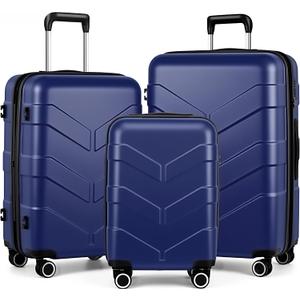 TILYMOL Luggage Sets 3 Piece with Spinner Wheel, Hardside Suitcase Set with TSA Lock, Expandable Lightweight Travel Luggage for Men and Women, Blue