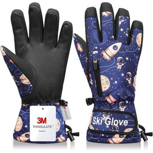Snow Gloves, Ski Gloves Winter Warm and Waterproof Cold Weather Gloves-for Parent Boys Girls, Medium (Fit Kids 11-15 Years and Women size)