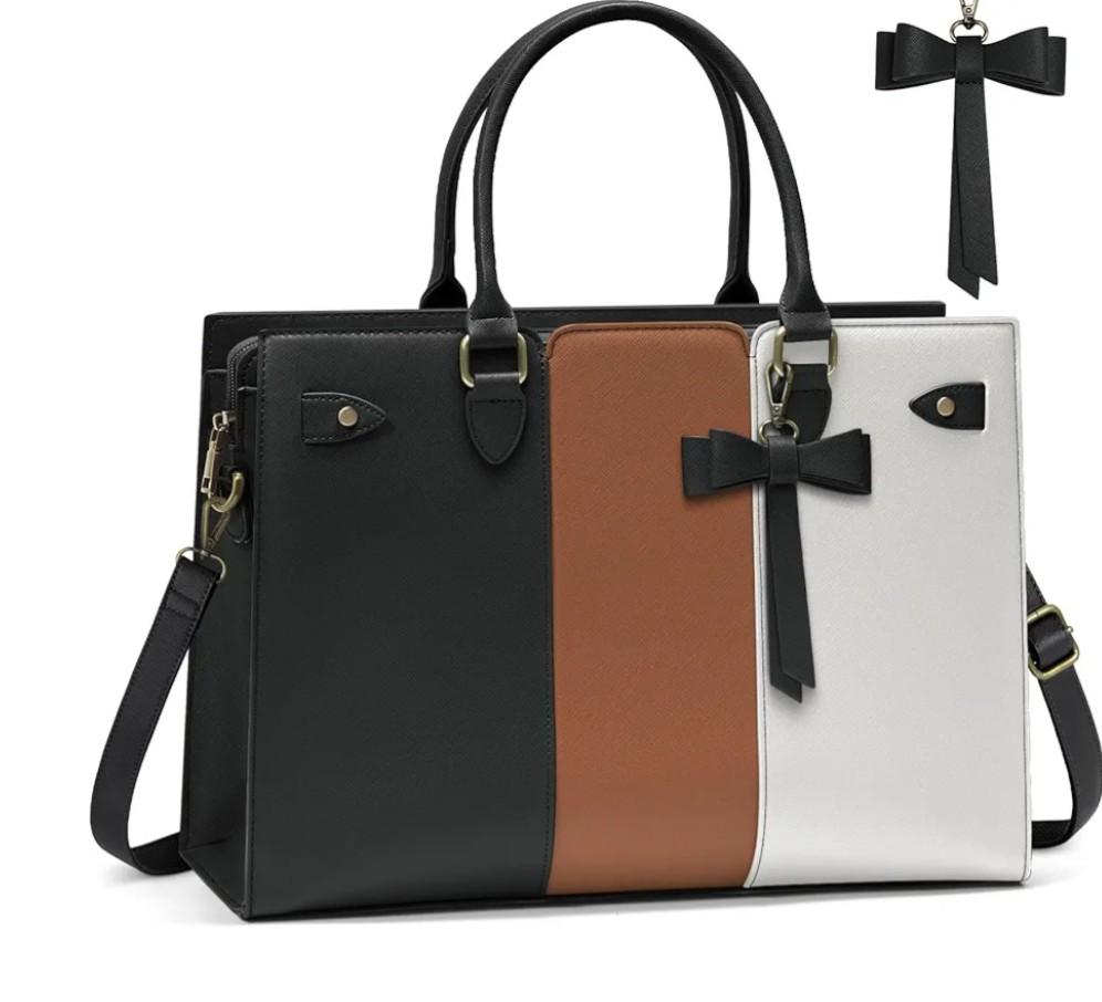 Laptop Bag for Women 15.6 Inch Laptop Tote Bag Waterproof Pu Leather Work Bag Computer Briefcase Office Teacher Handbag