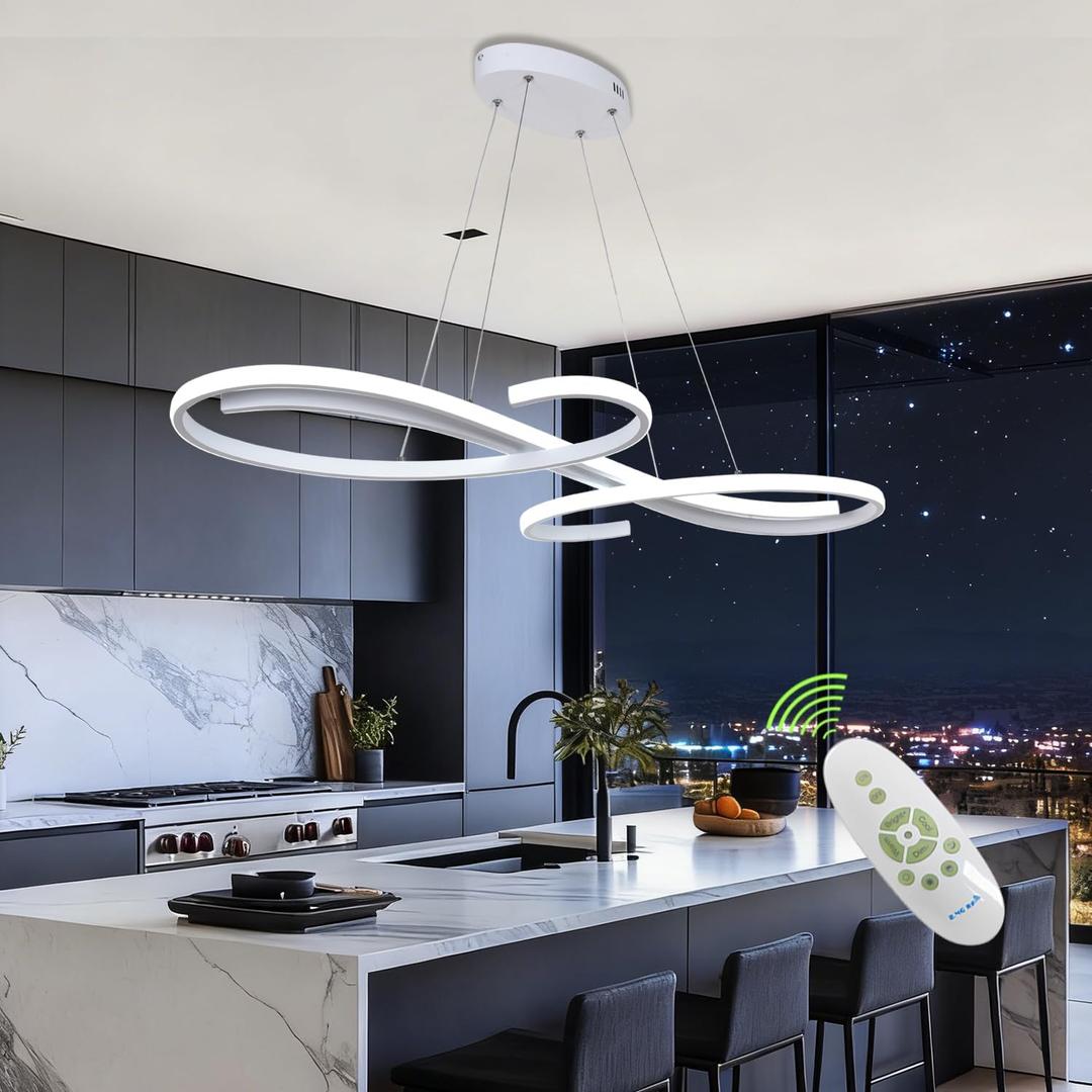 Modern LED Pendant Lights for Kitchen Island, Dimmable 39.75" Linear LED Chandelier Light Fixture, Upgraded Dining Room Ceiling Hanging Light Fixtures Height Adjustable, 39.37in