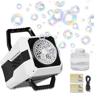 2026 Bubble Blower with LED Lights Automatic Bubble Machine Operated by USB or Battery,for Wedding/Outdoor Party Essential Toy Kids Birthday Gift