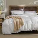 Bedsure Waffle Weave Duvet Cover King Size, Luxury, Soft & Breathable Comforter Cover for All Season, 3 Pieces Wrinkle-Resistant Zipper Bedding with 8 Corner Ties, Pure White